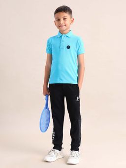 U.S. POLO ASSN. - Boys Blue Solid Cotton Polo T-shirt