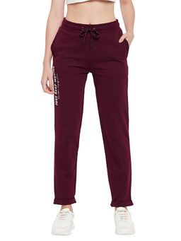 Cantabil - Women Wine Solid Casual Track Pant