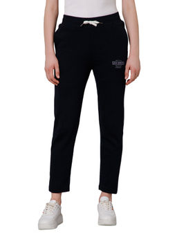 Cantabil - Women Navy Blue Solid Casual Track Pant