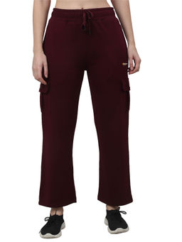 Cantabil - Women Maroon Solid Casual Track Pant