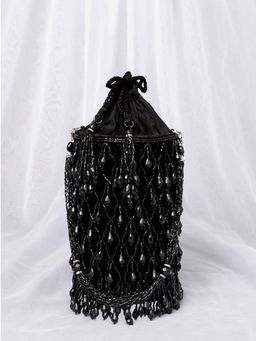 Peora - Potli Bags Handmade Evening Wristlet Handbags Stylish Bridal Black - P108BL