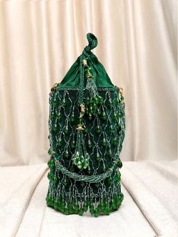 Peora - Potli Bags Handmade Evening Wristlet Handbags Stylish Bridal Green - P108GRN