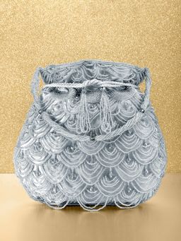 Peora - Potli Bags Evening Bags Ethnic Bride Purse with Drawstring Grey - P37GRY