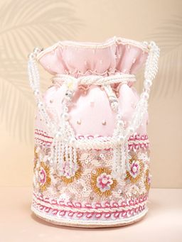 Peora - Potli Bags Evening Bags Ethnic Bride Purse with Drawstring Pink - P46PK