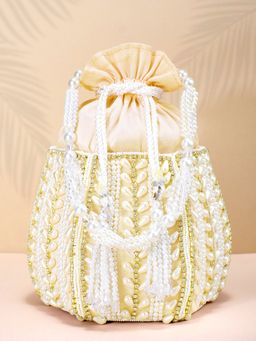 Peora - Potli Bags Evening Bags Ethnic Bride Purse with Drawstring Gold - P47G