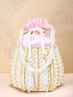 Peora - Potli Bags Evening Bags Ethnic Bride Purse with Drawstring Pink - P47PK
