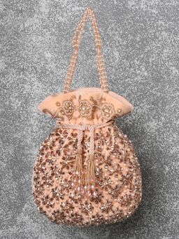 Peora - Potli Bags Evening Bags Ethnic Bride Purse with Drawstring Peach - P51PCH