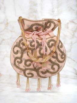 Peora - Potli Bags Evening Bags Ethnic Bride Purse with Drawstring Peach - P61PCH
