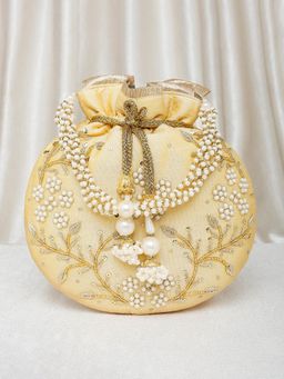 Peora - Potli Bags Evening Bags Ethnic Bride Purse with Drawstring Cream - P86CRM