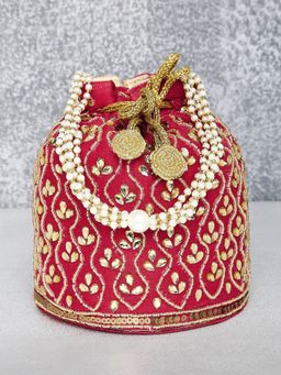 Peora - Embroidered Potli Bags Handmade Ethnic Purse Evening Handbags Stylish Red - P88R