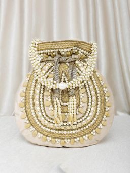 Peora - Potli Bags Evening Bags Ethnic Bride Purse with Drawstring Gold - P92G