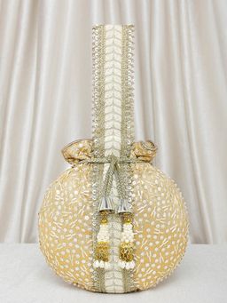 Peora - Potli Bags Evening Bags Ethnic Bride Purse with Drawstring Cream - P93BR