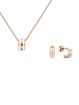 Daniel Wellington - Gift Set Emalie Rose Gold Satin White Earrings & Necklace