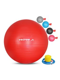 Vector X - Exercise Ball - Professional Grade Anti-Burst Ball Yoga Fitness 55Cm Red