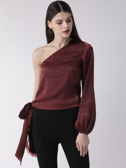 Twenty Dresses by Nykaa Fashion - Maroon Tied Up In Style Top