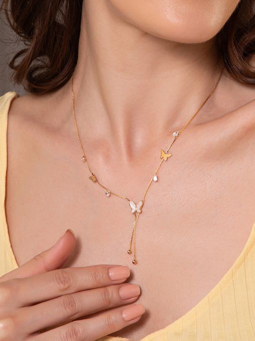 Salty Women White Radiant Butterfly Tassel Necklace