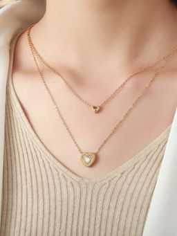 Salty - Women White Stone Echo of Heart Necklace
