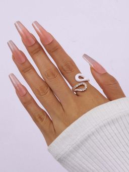 Salty - Women White Diamond Loop Gold Ring