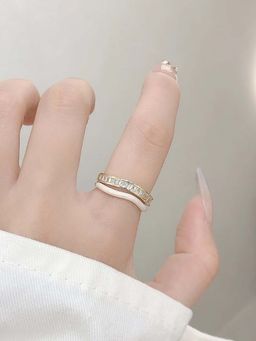 Salty - Women White Sofia Tennis Enamel Ring