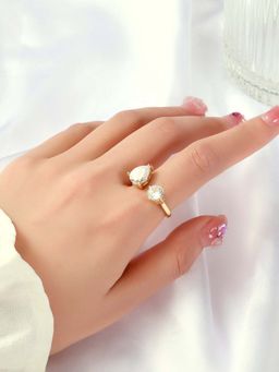 Salty - Women Open Pear Cut Diamond Toi-Et-Moi Ring