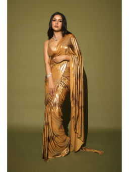 Masaba - Ochre Masakali Saree with Unstitched Blouse
