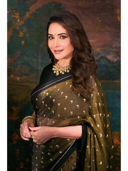 Masaba - Black Winegarden Tissue Saree with Stitched Blouse
