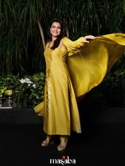 Masaba - Spiced Ochre Pop Pendant Kurta with Pant and Jacket