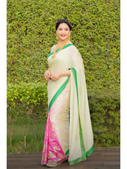 Masaba - Mint Turtle Tale Saree With Unstitched Blouse