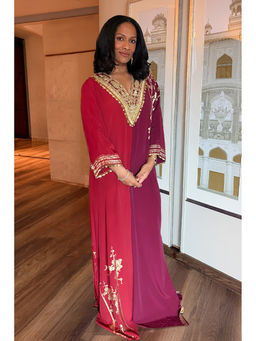 Masaba - Red and Plum Moonlight Melody Kaftan with Slip