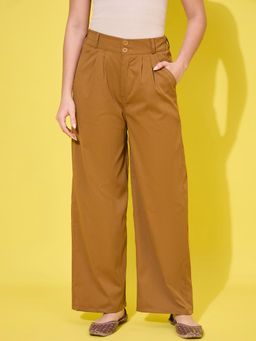 Buynewtrend - Coffee Brown Non-Stretchable Women’s Trouser