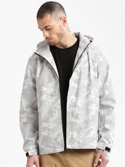 SHOWOFF - Mens Hooded White Tailored Oversized Jacket with Detachable Hood