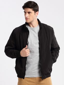 SHOWOFF - Mens Black Solid Bomber Jacket