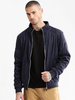 SHOWOFFFF - Mens Navy Blue Solid Tailored Jacket