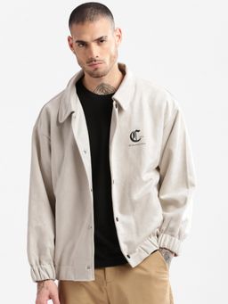 SHOWOFFFF - Mens Cream Printed Tailored Oversized Jacket
