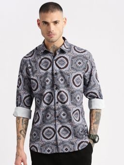 SHOWOFF - Mens Long Sleeves Spread Collar Abstract Multi-Color Casual Shirt
