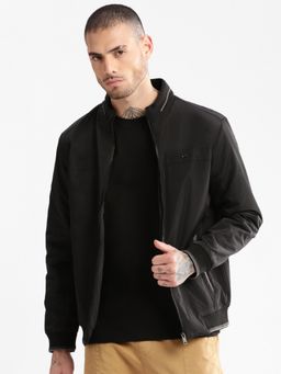 SHOWOFF - Mens Black Solid Bomber Jacket