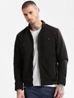 SHOWOFFFF - Mens Black Solid Bomber Jacket