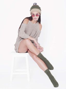 Bharatasya - Fine Knitted Pom Pom Cap and Matching Socks (Set of 2)