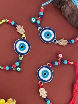 Digital Dress Room - Multi-Color Hamsa Evil Eye-Beads Rakhis (Pack of 3)
