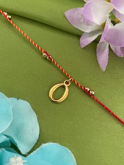 Digital Dress Room - O Letter Initial Gold Beads Thread Rakhi