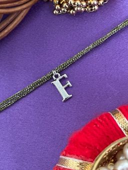 Digital Dress Room - F Letter Silver Plated Rakhi