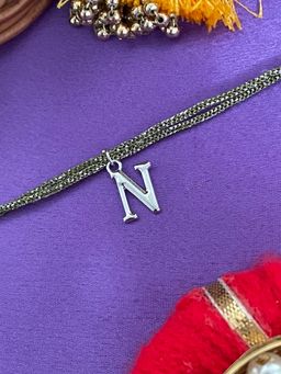 Digital Dress Room - N Letter Silver Plated Rakhi