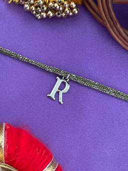 Digital Dress Room - R Letter Silver Plated Rakhi
