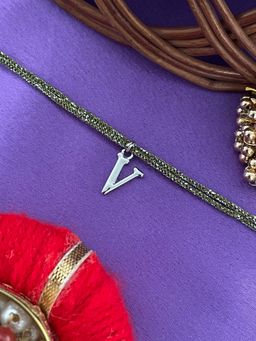Digital Dress Room - V Letter Silver Plated Rakhi