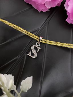 Digital Dress Room - S Roman Letter Silver Plated Ad Initial Rakhi