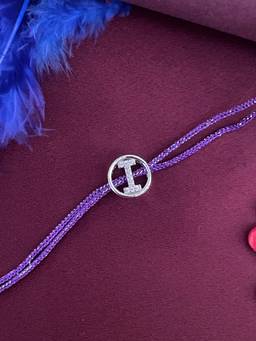 Digital Dress Room - I Letter Silver Plated Diamond Initial Rakhi