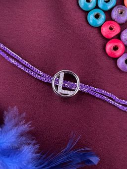 Digital Dress Room - L Letter Silver Plated Diamond Initial Rakhi
