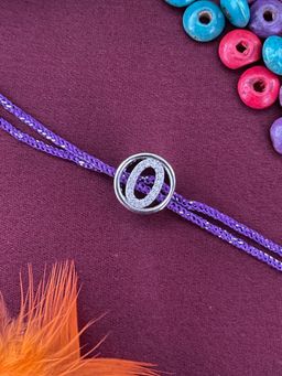 Digital Dress Room - O Letter Silver Plated Diamond Initial Rakhi