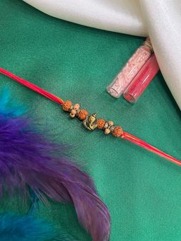 Digital Dress Room - Ganesha with Rudraksha-Tulsi Beads Thread Rakhi