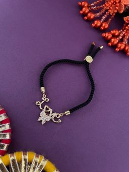 Digital Dress Room - Gold Plated Ad Love Stone Butterfly Rakhi